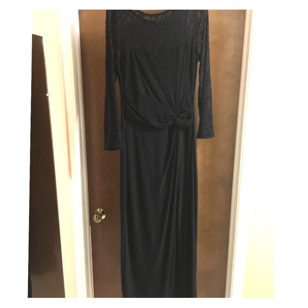 Black evening lace gown